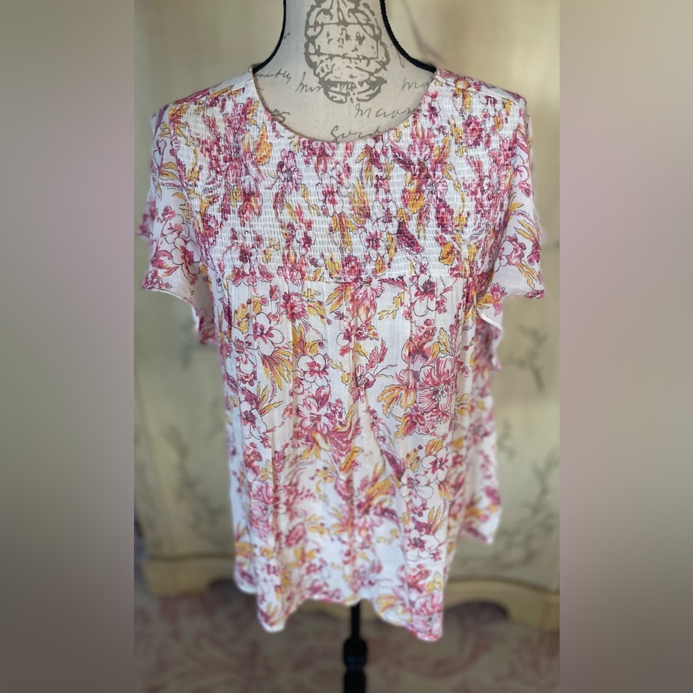 Counterparts Pink and Yellow Floral Blouse